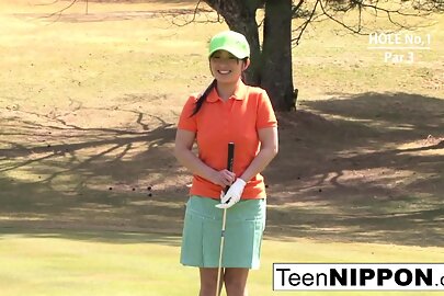 Teen golfer gets her pink pounded heavens a catch green!